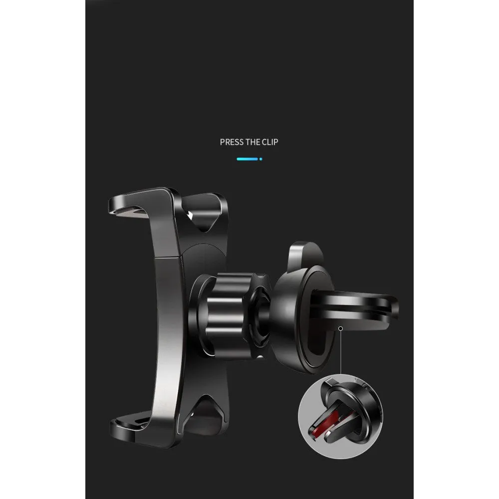 3 in 1 Car GPS Smartphone Holder: Dashboard / Visor Clamp   AC Grid Clip for Sharp AQUOS PHONE mini SH-M03 (2016) - Black