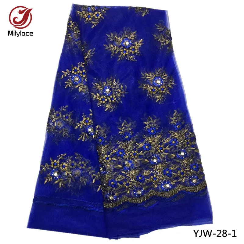 African tulle lace tissue sequins lace fabric nigerian embroidery