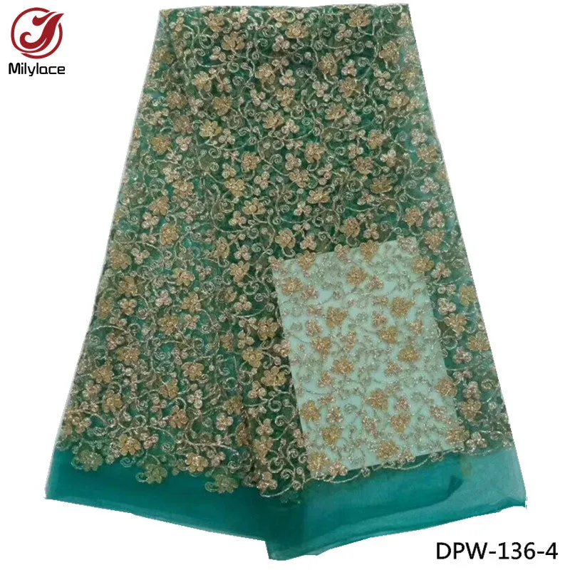 African tulle lace tissue sequins lace fabric nigerian embroidery