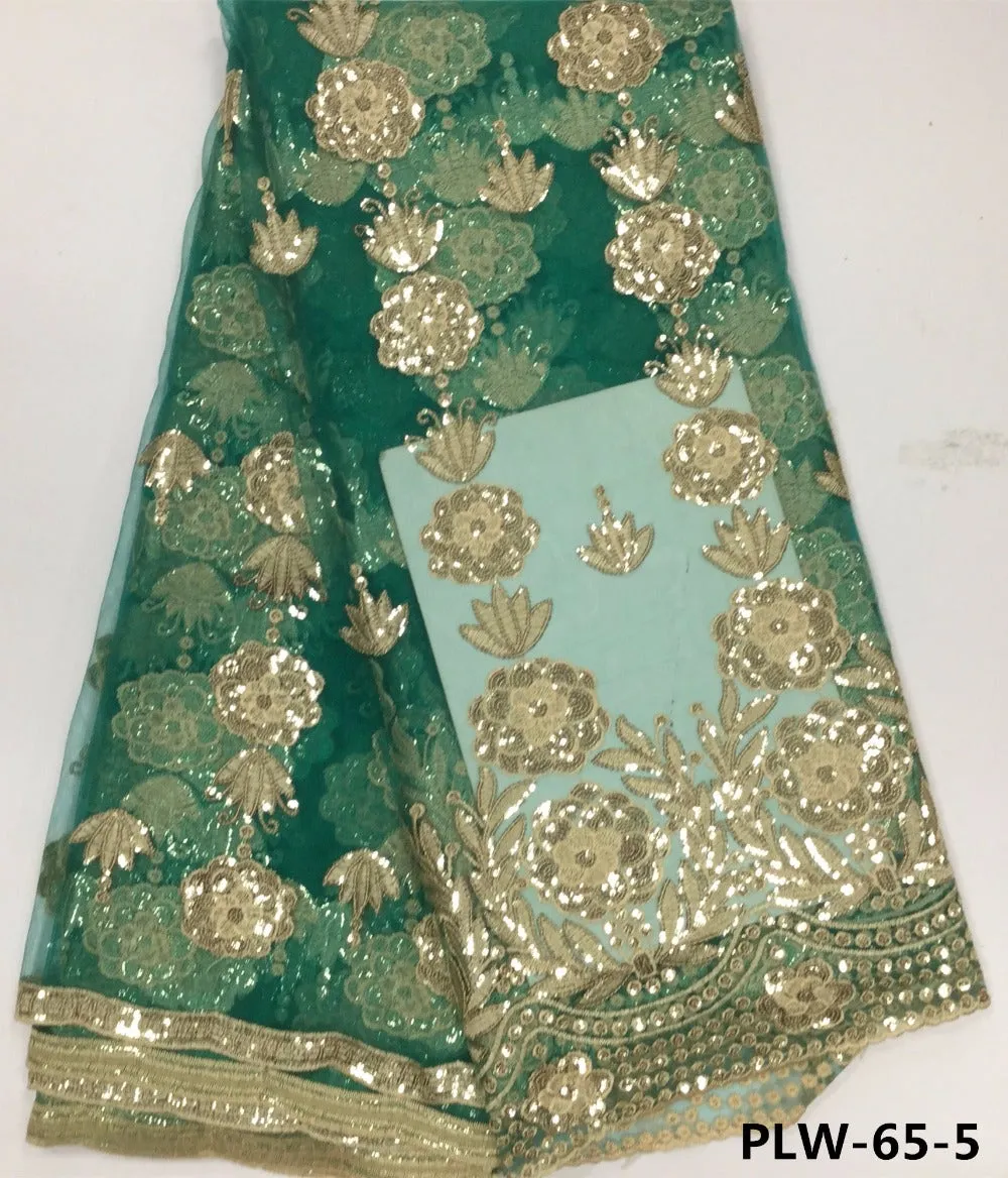 African tulle lace tissue sequins lace fabric nigerian embroidery