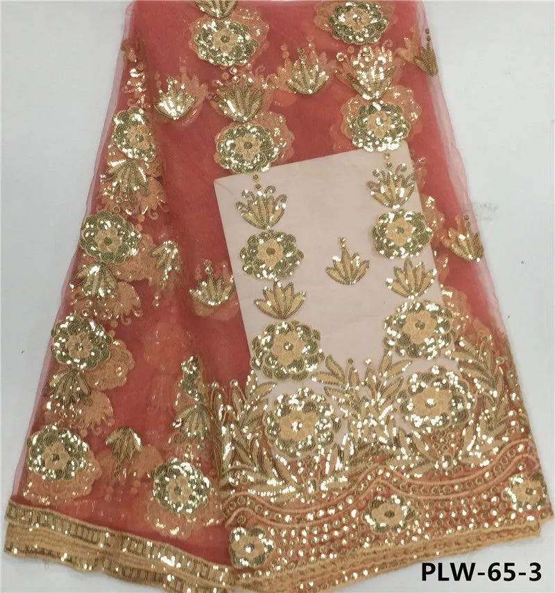 African tulle lace tissue sequins lace fabric nigerian embroidery