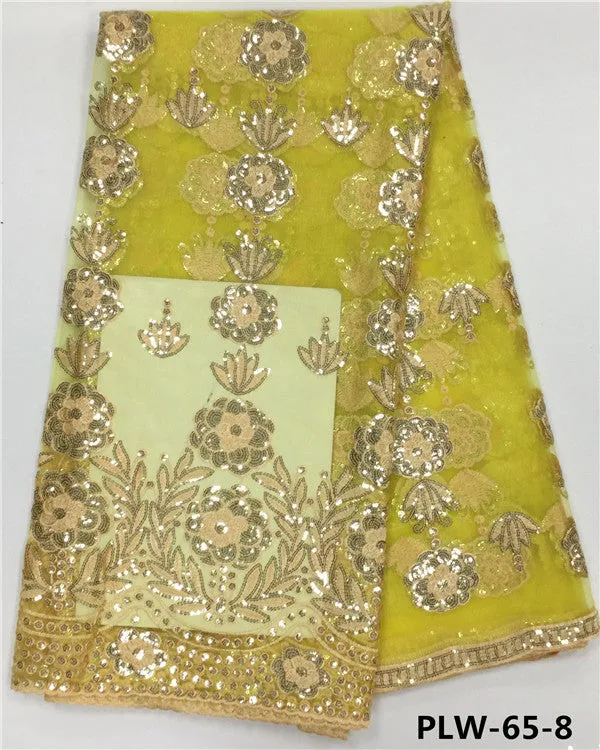 African tulle lace tissue sequins lace fabric nigerian embroidery