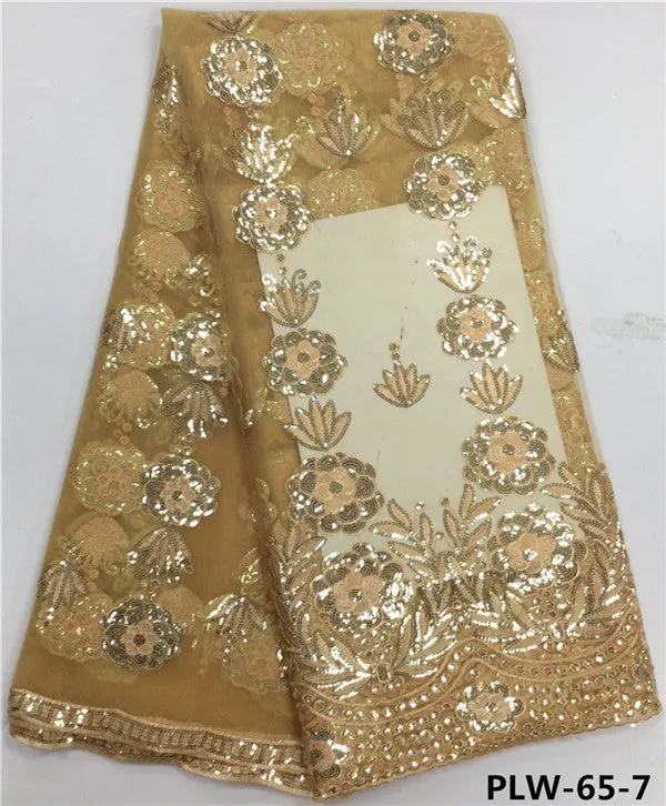African tulle lace tissue sequins lace fabric nigerian embroidery