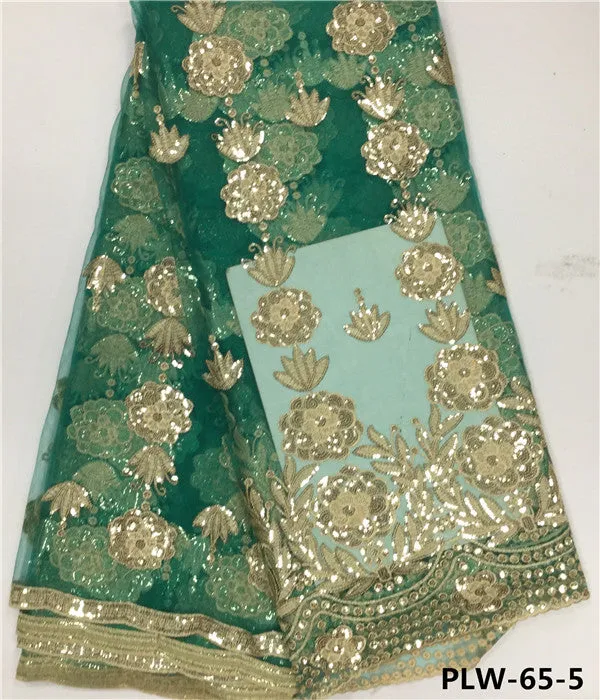 African tulle lace tissue sequins lace fabric nigerian embroidery