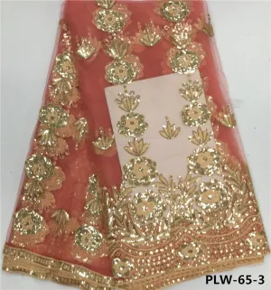 African tulle lace tissue sequins lace fabric nigerian embroidery
