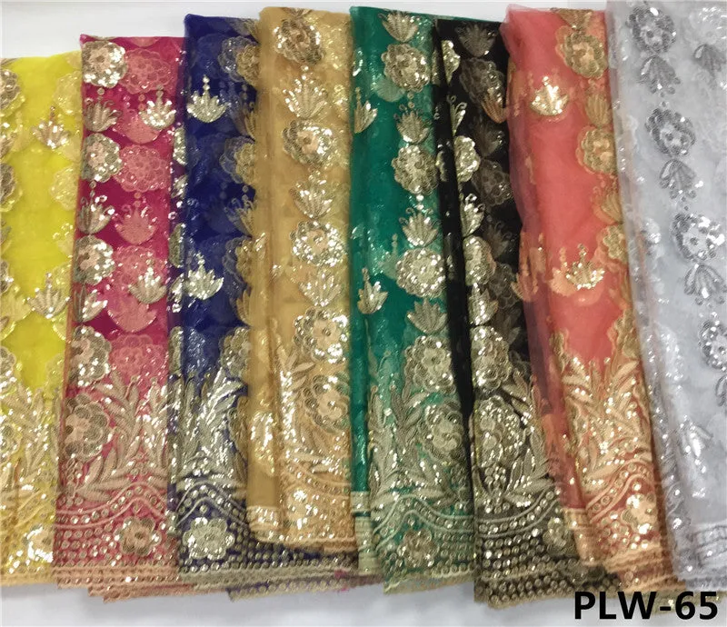 African tulle lace tissue sequins lace fabric nigerian embroidery