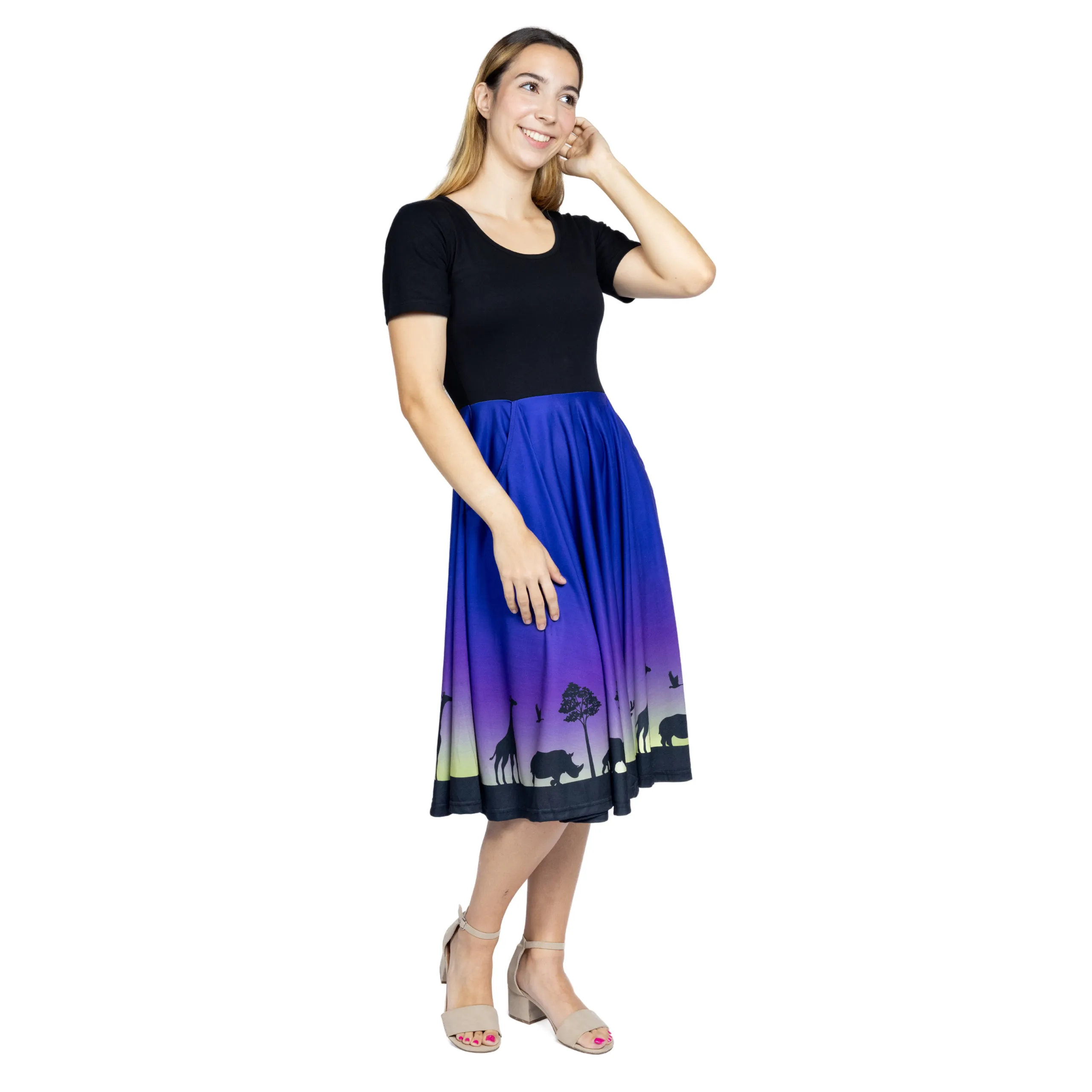Animal Silhouette Full Twirl Dress