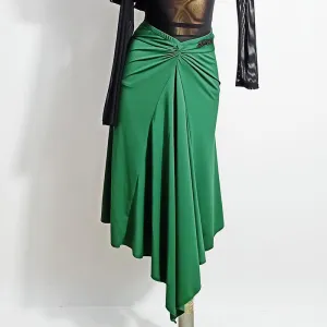 Asymmetric Calf-Length Latin Skirt