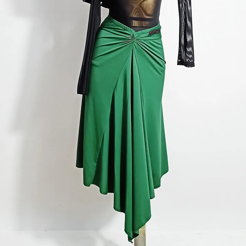 Asymmetric Calf-Length Latin Skirt