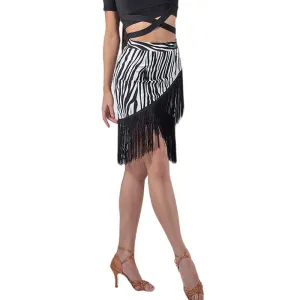 Asymmetric Fringe Tassel Latin Dance Skirt