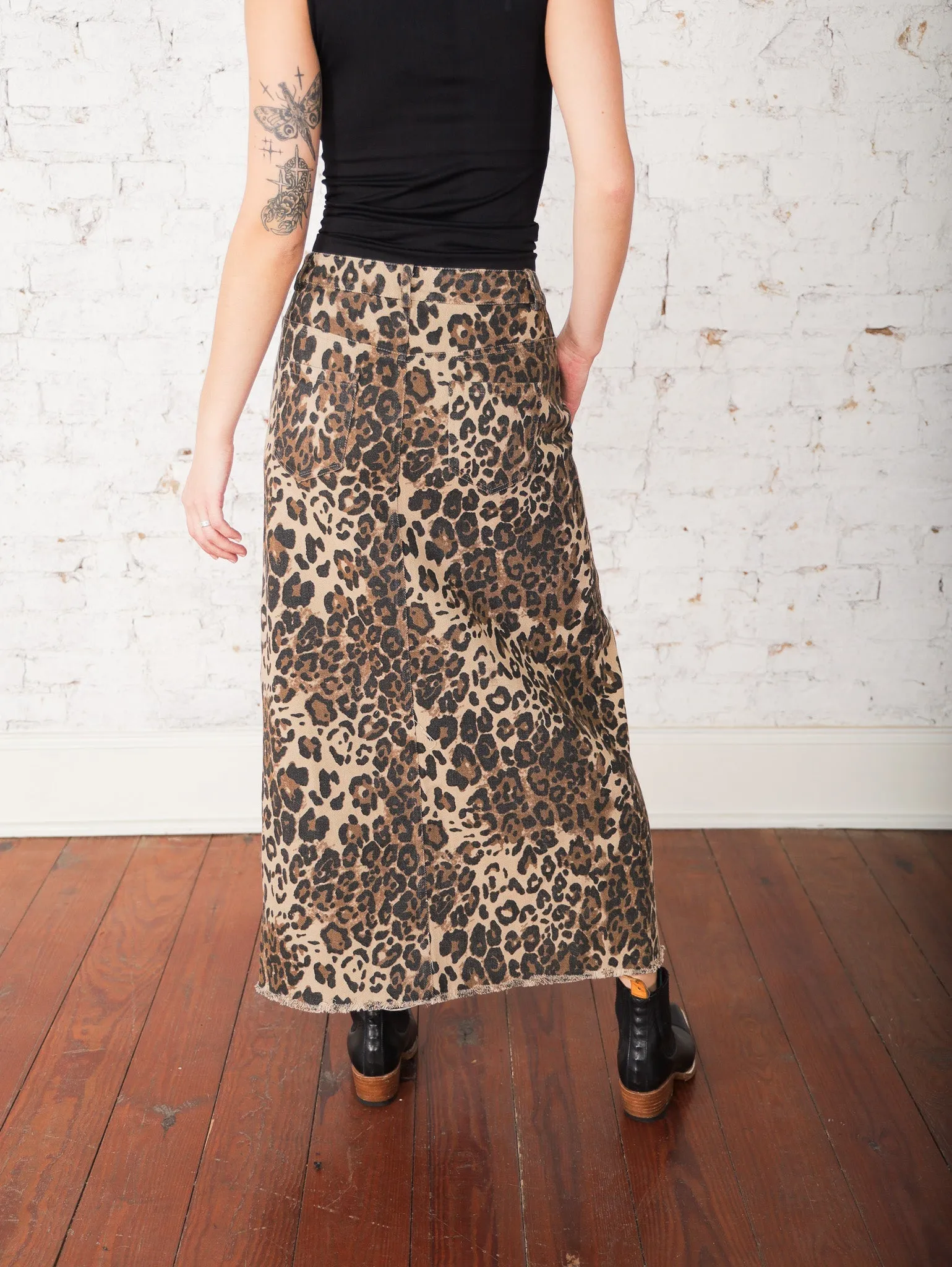 Avery Leopard Denim Skirt