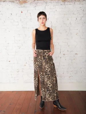 Avery Leopard Denim Skirt