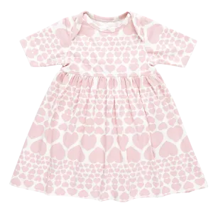 Baby Girls Organic Steph Dress - Pink Cascading Hearts