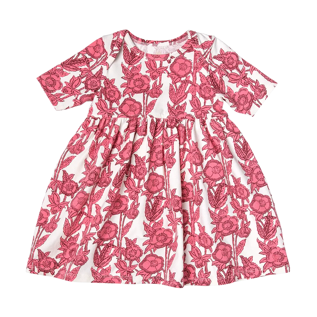 Baby Girls Organic Steph Dress - Pink Stem Floral