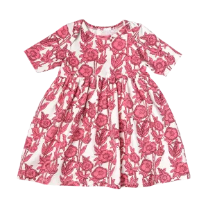 Baby Girls Organic Steph Dress - Pink Stem Floral