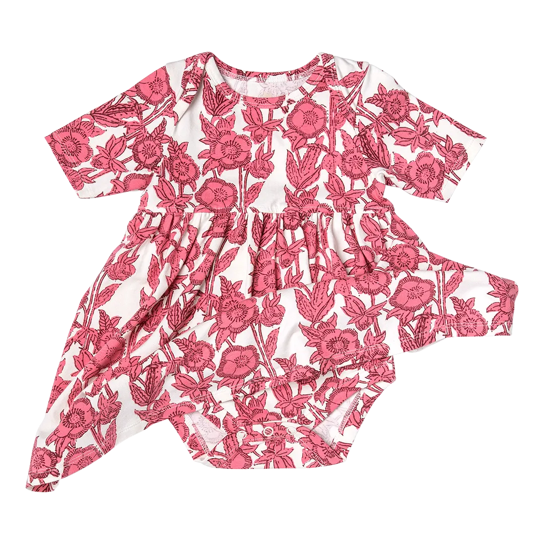 Baby Girls Organic Steph Dress - Pink Stem Floral