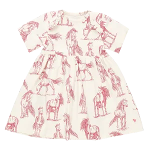 Baby Girls Organic Steph Dress - Vintage Rose Horses