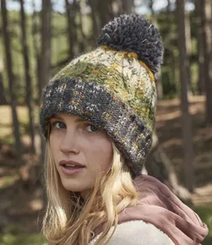 Beechfield Corkscrew Pom Pom Beanie | Autumn Moss