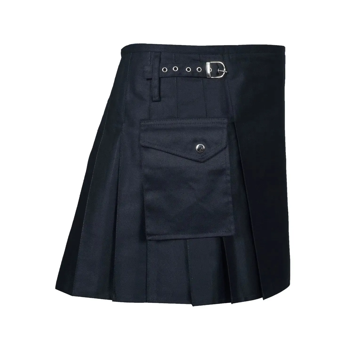 Black Women Utility Kilt With Cargo Pockets