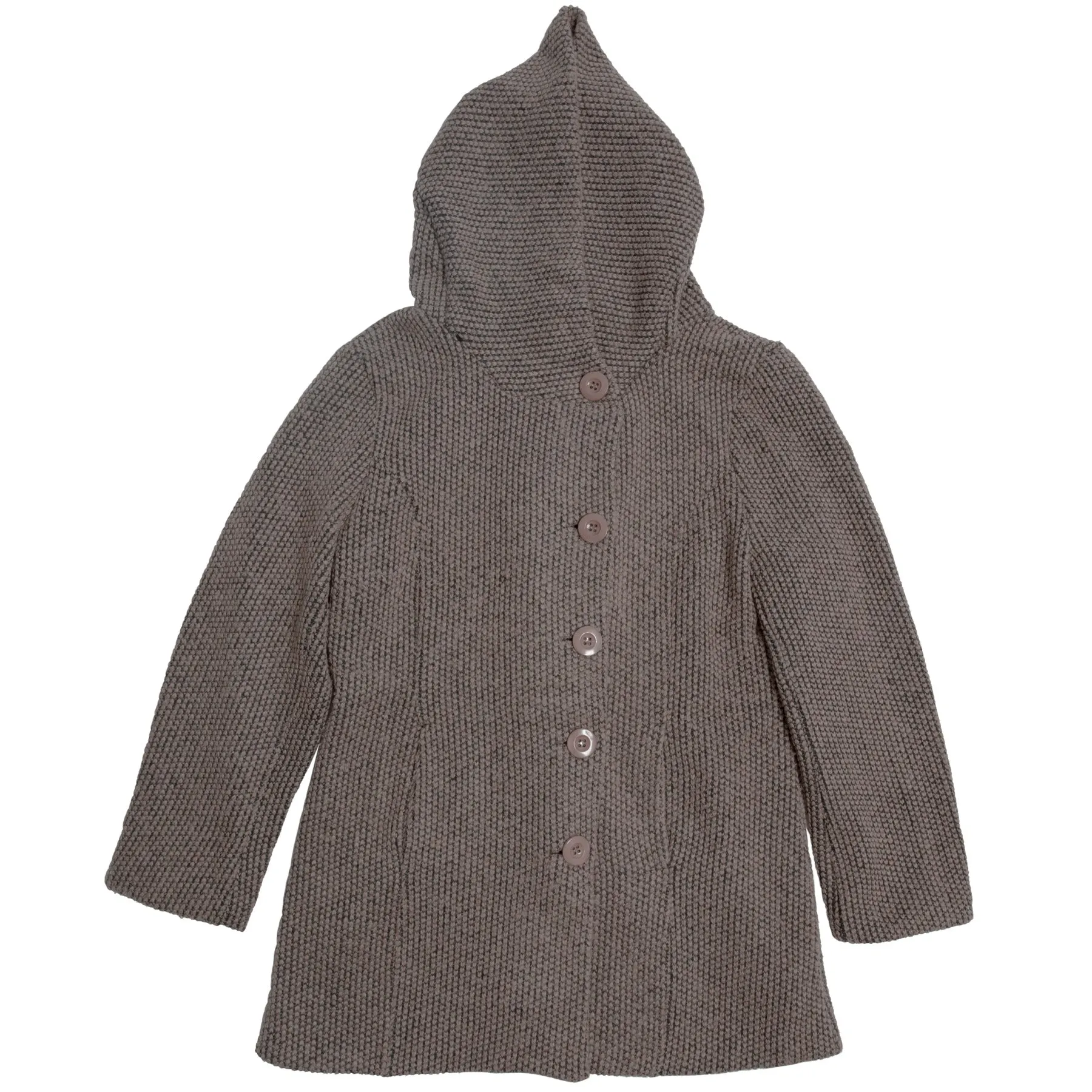 Bouclé Knit Hooded Swing Coat