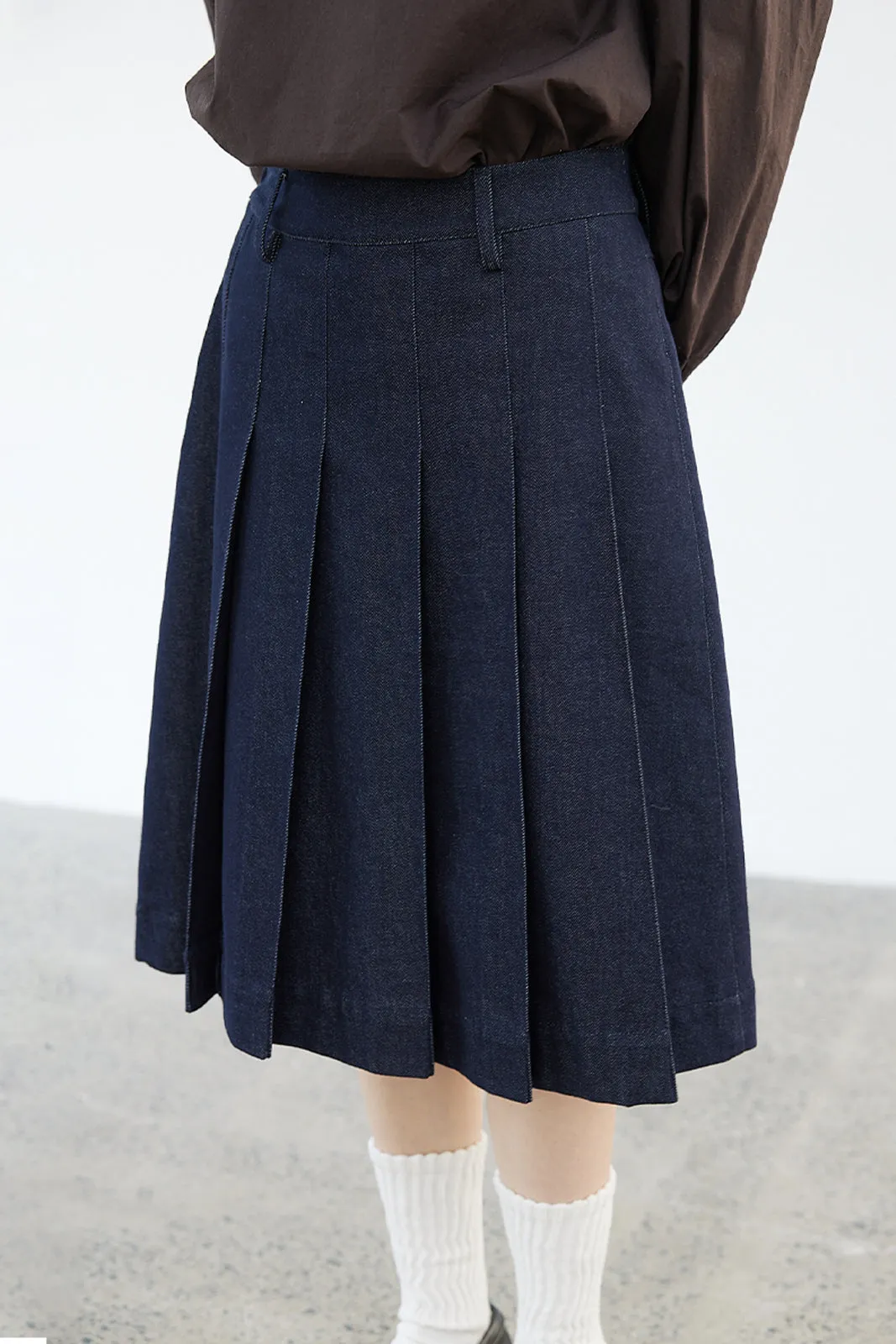 BULVBUTING カレッジスタイルデニムプリーツスカート BLBT008