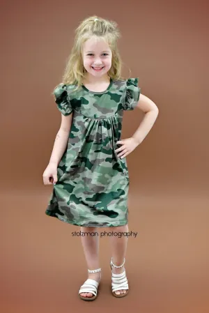 Camo Flutter Milk Silk Dress