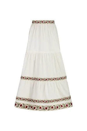 Carnation Ruffle Skirt - Ivory & Red
