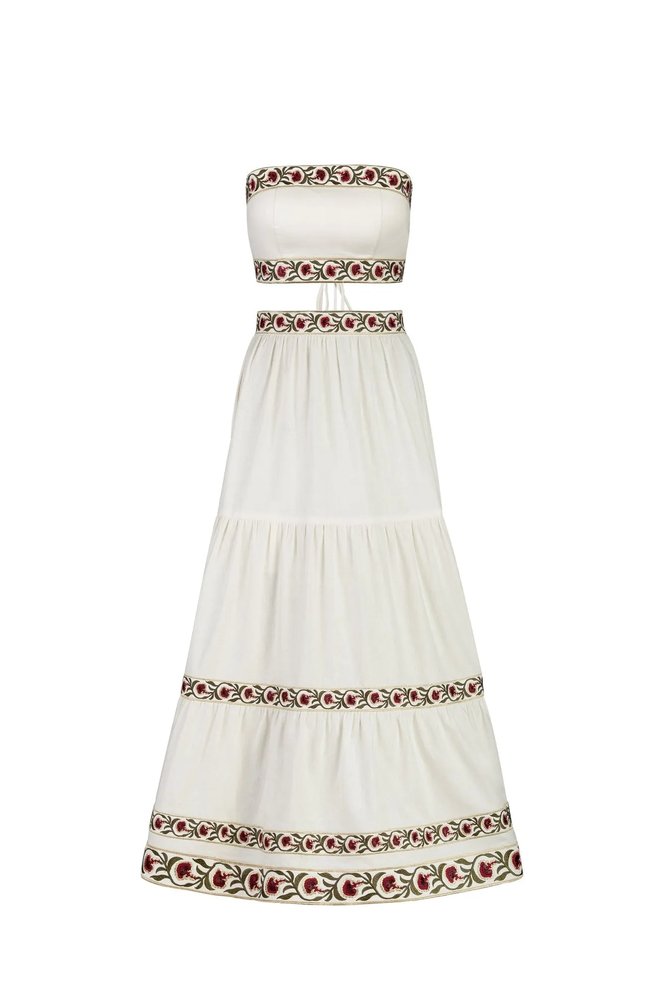 Carnation Ruffle Skirt - Ivory & Red