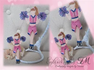 Cheerleader doll/ 5x7 and 4x4 hoop