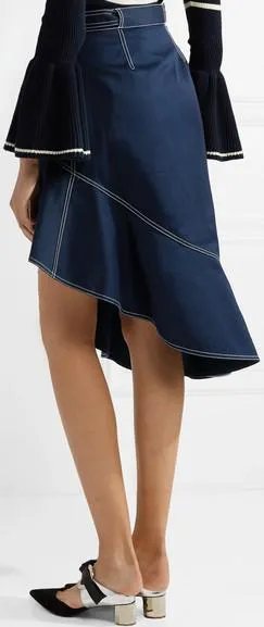 Cold-Shoulder Striped Sweater and Asymmetric Ruffled Skirt *Low Stock*
