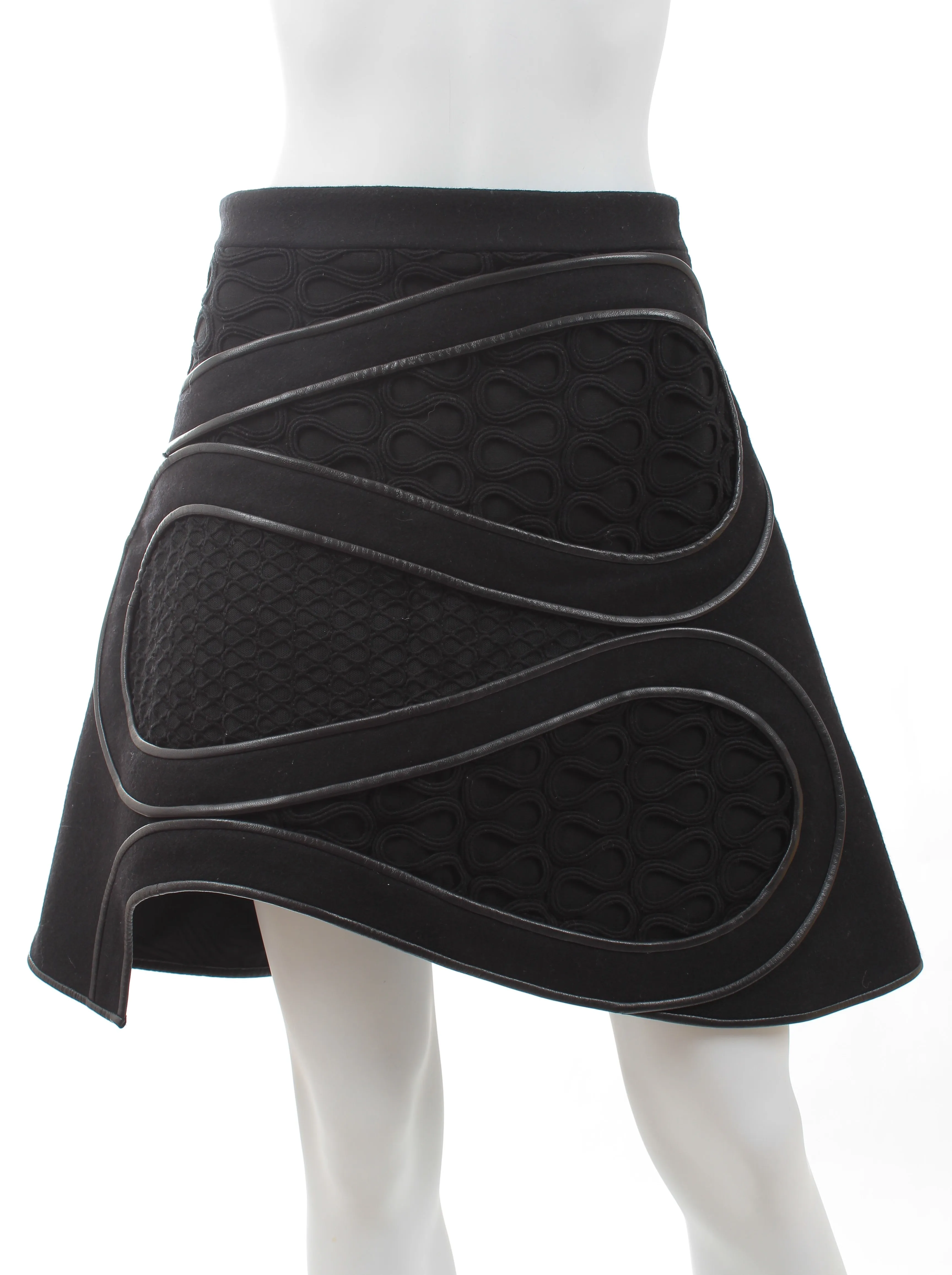 David Koma Leather-Trimmed Mini Skirt