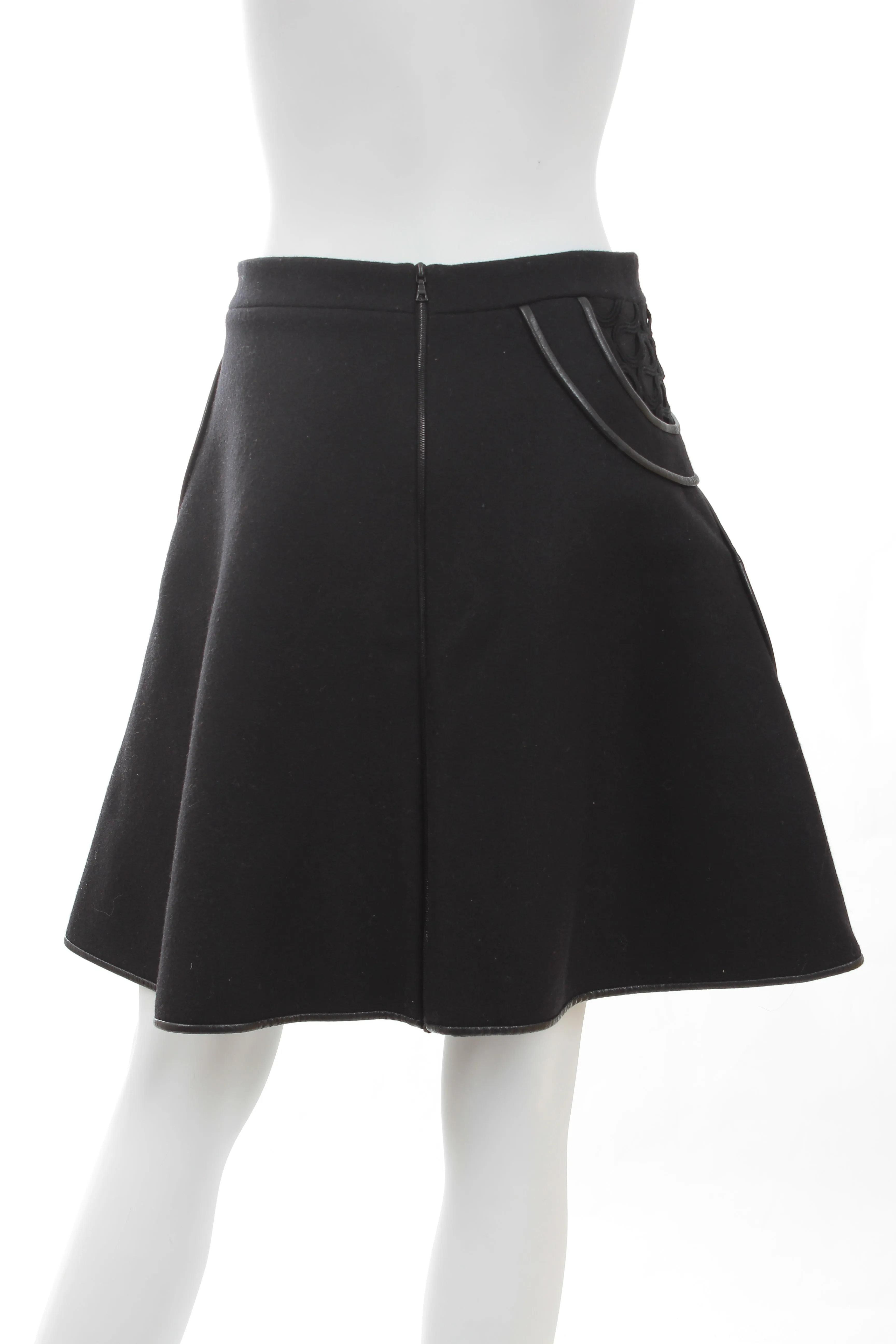 David Koma Leather-Trimmed Mini Skirt