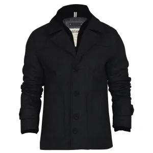 Dissident Men's Black Wool Mix Pea Coat