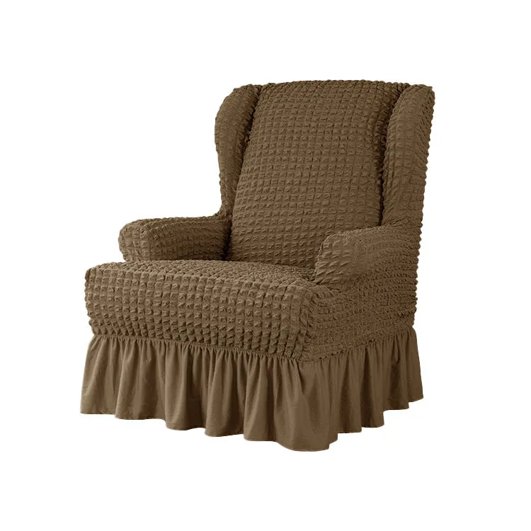 Elastic Wingback Armchair Cover with Skirt