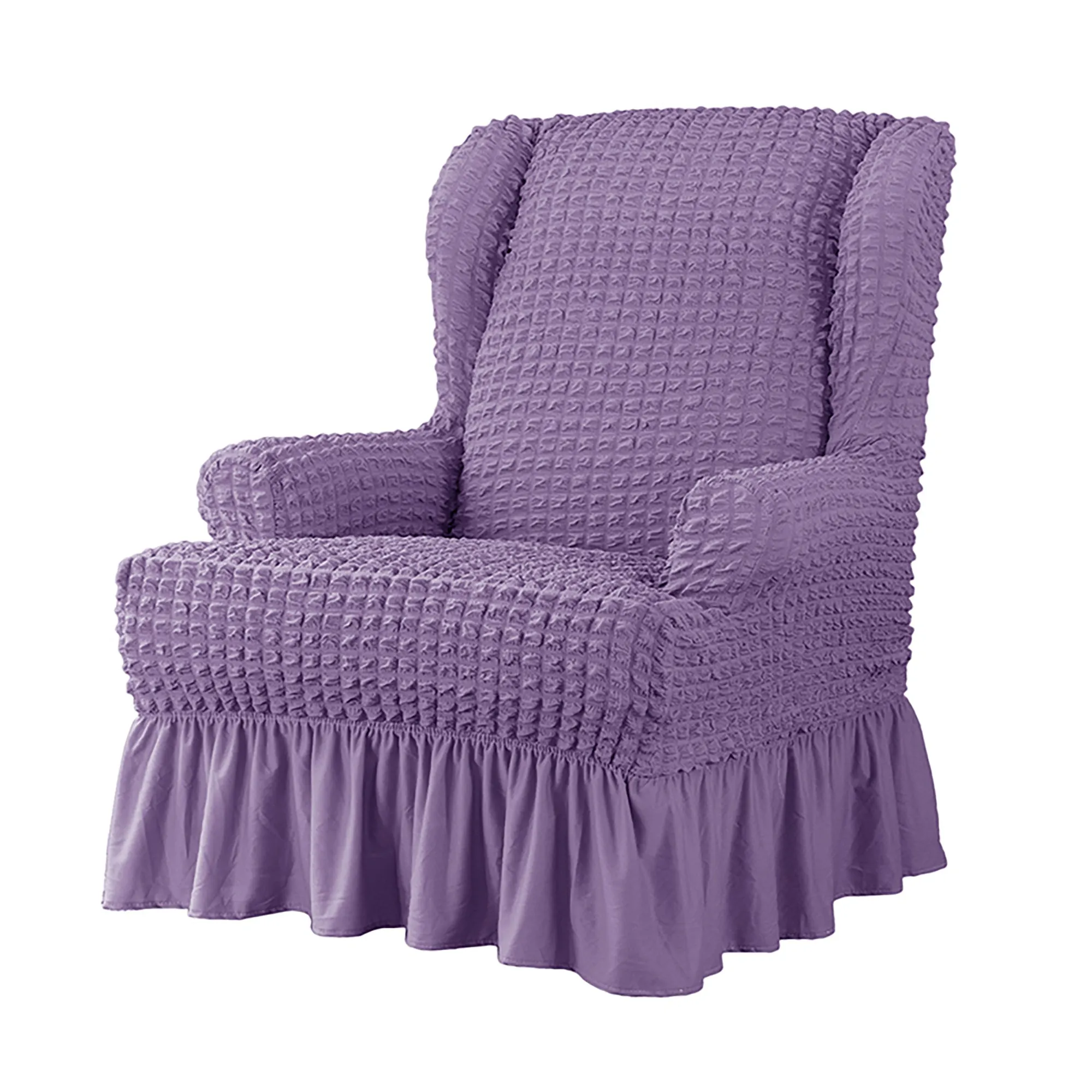 Elastic Wingback Armchair Cover with Skirt
