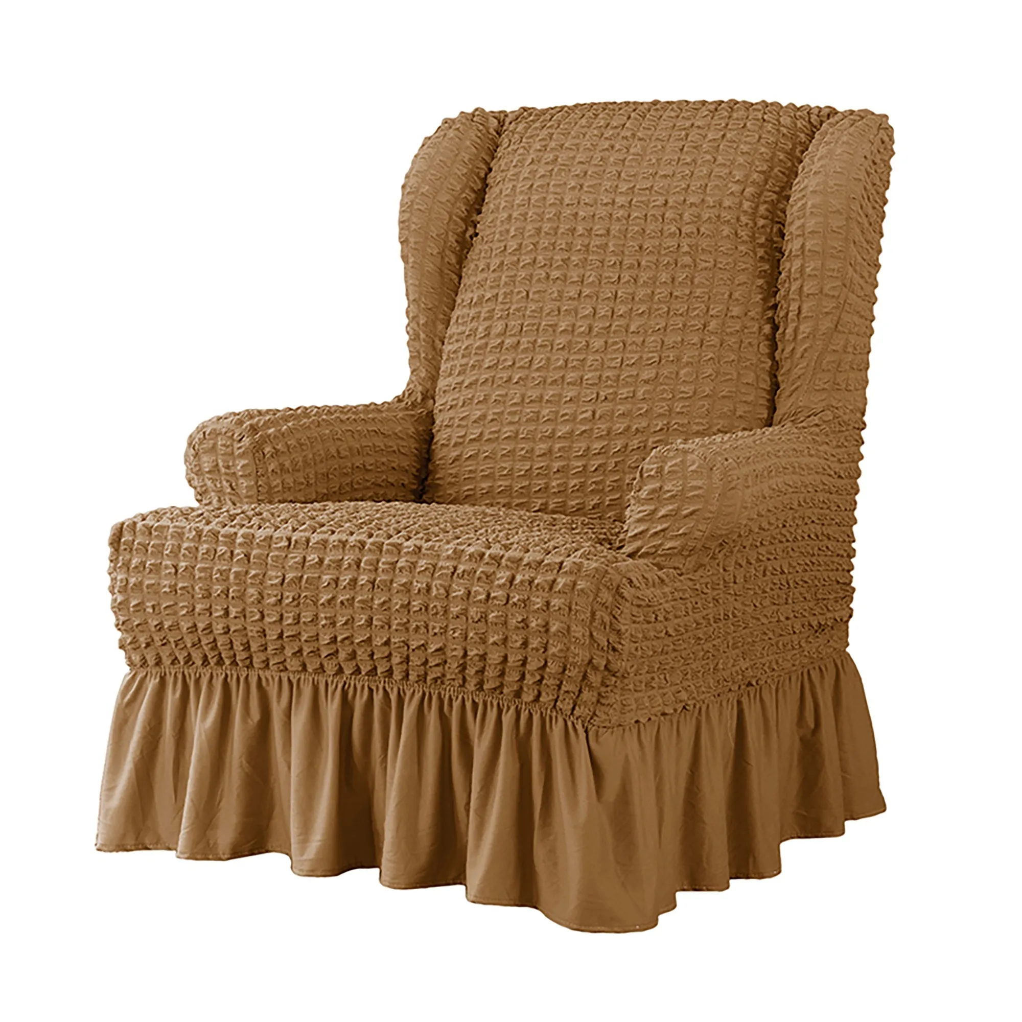 Elastic Wingback Armchair Cover with Skirt