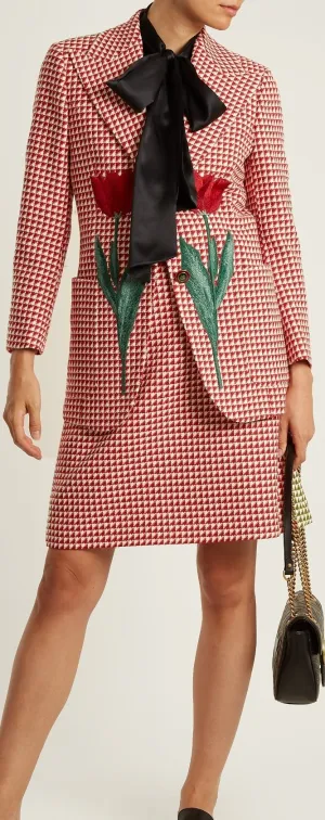 Embroidered Blazer & Mini Skirt Set