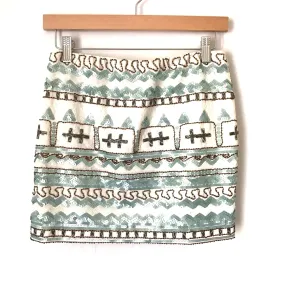English Rose Sequins and Beaded Elastic Waistband Mini Skirt- Size S