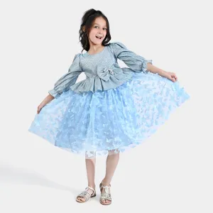 Girls Moonlight Fancy Frock Butterfly-LIGHT BLUE