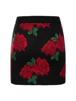 Giuseppe Di Morabito   Rose jacquard wool knit mini skirt 