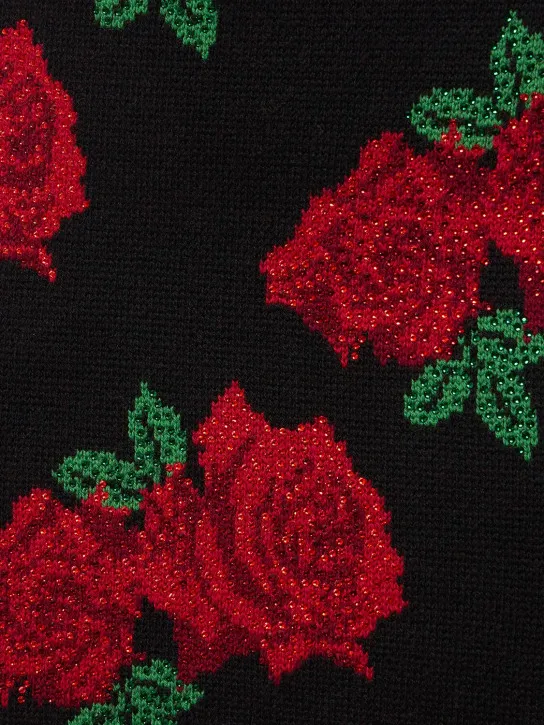 Giuseppe Di Morabito   Rose jacquard wool knit mini skirt 