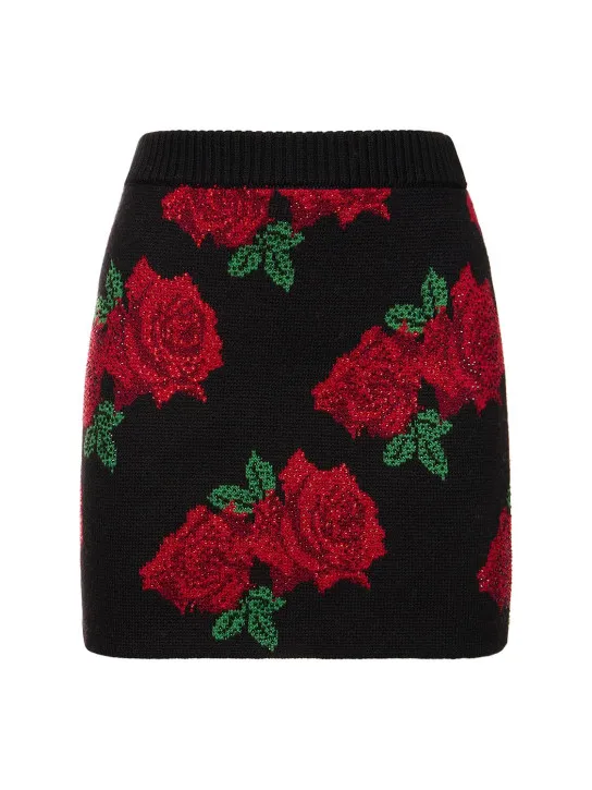 Giuseppe Di Morabito   Rose jacquard wool knit mini skirt 