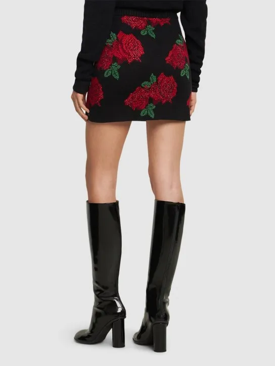 Giuseppe Di Morabito   Rose jacquard wool knit mini skirt 