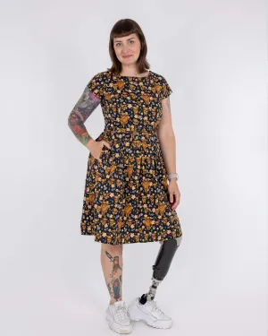Highland Cows Stretch Belted Tea Dress with Pockets