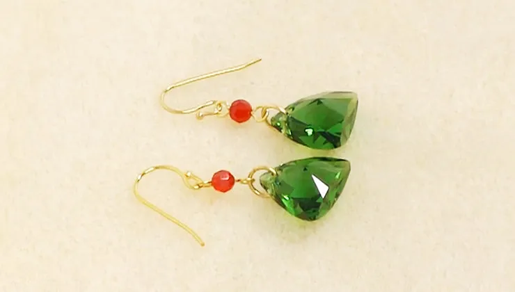 How to Make Austrian Crystal Triangle Pendant Christmas Earrings