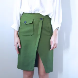 Jane Khaki Green Midi Skirt