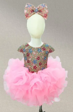 Little GIrls Gorgeous Pink Cupcake Pageant Dress