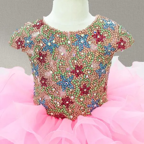 Little GIrls Gorgeous Pink Cupcake Pageant Dress