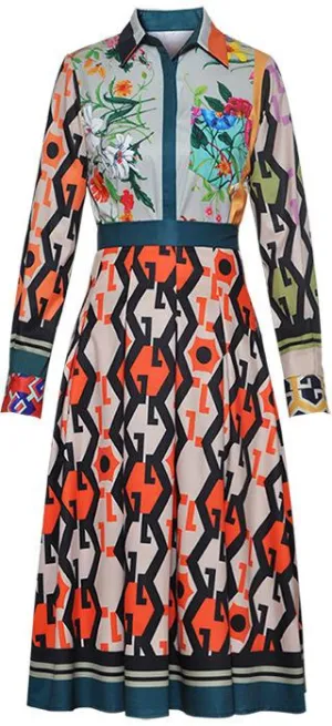 Logo & Floral Printed Blouse & Skirt set