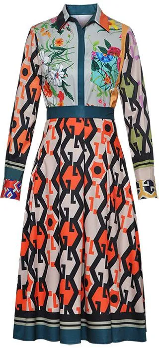 Logo & Floral Printed Blouse & Skirt set